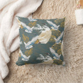 日本のヴィンテージ鶴の鳥模様 クッション (ブランケット)