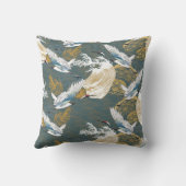 日本のヴィンテージ鶴の鳥模様 クッション (裏面)