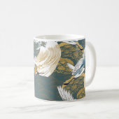 日本のヴィンテージ鶴の鳥模様 コーヒーマグカップ (正面右)