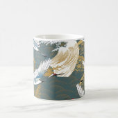 日本のヴィンテージ鶴の鳥模様 コーヒーマグカップ (中央)