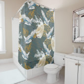 日本のヴィンテージ鶴の鳥模様 シャワーカーテン (インサイチュ)