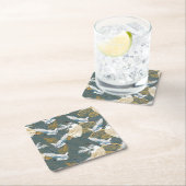 日本のヴィンテージ鶴の鳥模様 スクエアペーパーコースター (インサイチュ)