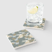 日本のヴィンテージ鶴の鳥模様 ストーンコースター (横)