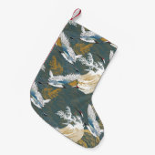 日本のヴィンテージ鶴の鳥模様 スモールクリスマスストッキング (正面 (吊り時))