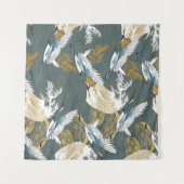 日本のヴィンテージ鶴の鳥模様 タペストリー (正面(横))