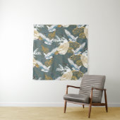 日本のヴィンテージ鶴の鳥模様 タペストリー (インサイチュ)