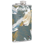 日本のヴィンテージ鶴の鳥模様 フラスク (右)