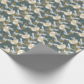 日本のヴィンテージ鶴の鳥模様 ラッピングペーパー (角)