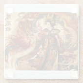 日本の不死鳥芸者アート | 神話デザイン ガラスコースター (裏面)