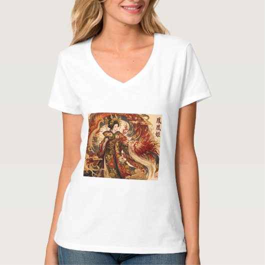 日本の不死鳥芸者アート | 神話デザイン Tシャツ (正面)
