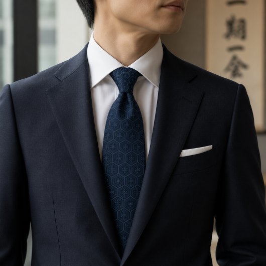 日本の亀甲柄モノクロラグジュアリー ネクタイ
