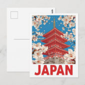日本の五重塔と桜 ポストカード (正面/裏面)