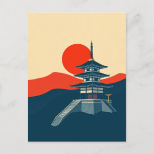 日本の五重塔 ビンテージ 旅行 アート 寺院 ポストカード