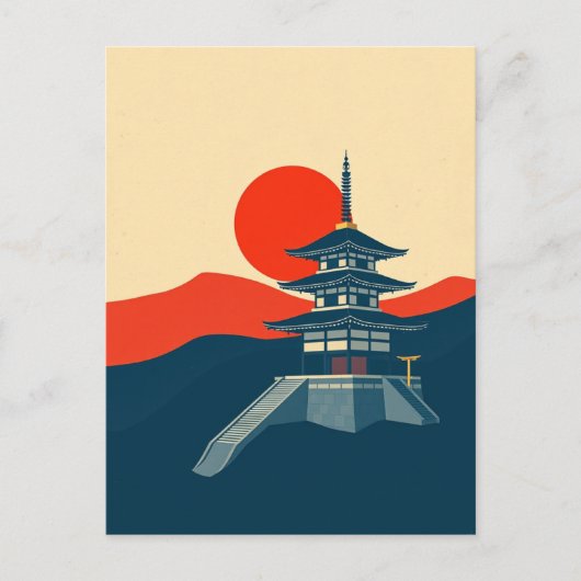 日本の五重塔 ビンテージ 旅行 アート 寺院 ポストカード (正面)