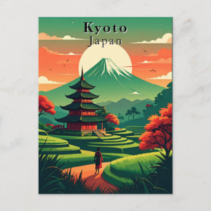 日本の京都のレトロな五重塔と富士山の風景 ポストカード