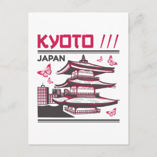 日本の京都の伝統的な寺院をモチーフにした都会的なアートデザイン ポストカード