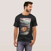 日本の京都の家イラスト 旅行アート ヴィンテージ Tシャツ (正面フル)