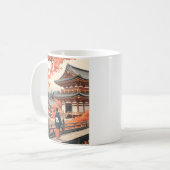 日本の京都の旅の秋の寺院のレトロなパーソナライズ コーヒーマグカップ (正面左)