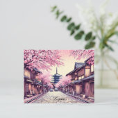 日本の京都の桜の風景 ポストカード (スタンド正面)