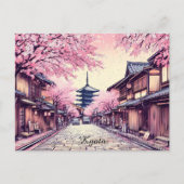 日本の京都の桜の風景 ポストカード (正面)