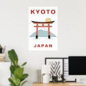 日本の京都の鳥居の門芸術ミニマリスト旅行 ポスター (ホームオフィス)