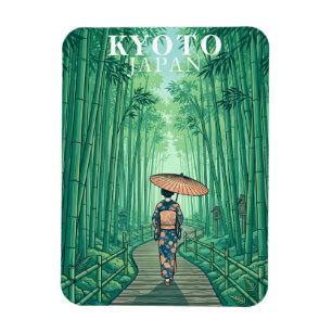 日本の京都竹林ヴィンテージ旅行 マグネット