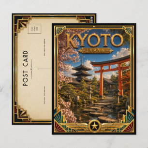 日本の京都 アールデコ調の古都の寺社 ポストカード