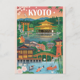 日本の京都 レトロな旅行ポスター ビンテージ アート シーズンポストカード