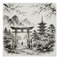日本の京都 水墨画の風景