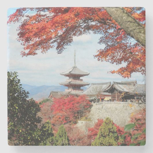 日本の京都、秋の清水寺 ストーンコースター (正面)