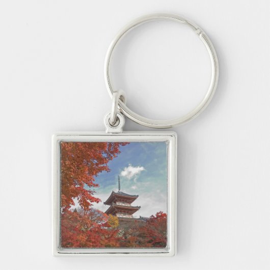 日本の京都、秋の色づいた塔 キーホルダー (正面)