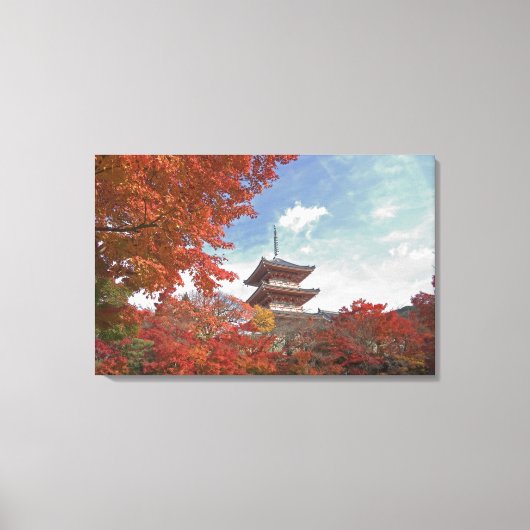 日本の京都、秋の色の塔 キャンバスプリント (正面)
