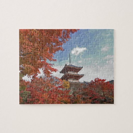 日本の京都、秋の色の塔 ジグソーパズル (横)