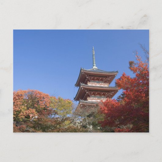 日本の京都、秋色の塔 ポストカード (正面)