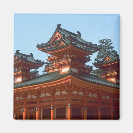 日本の京都、色彩豊かな平安神宮 マグネット (正面)