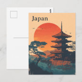 日本の仏塔 ビンテージ ポストカード (正面/裏面)