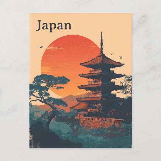 日本の仏塔 ビンテージ ポストカード (正面)