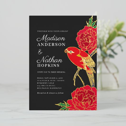 日本の伊藤若冲結婚の箔招待状 箔招待状 (立ち正面)