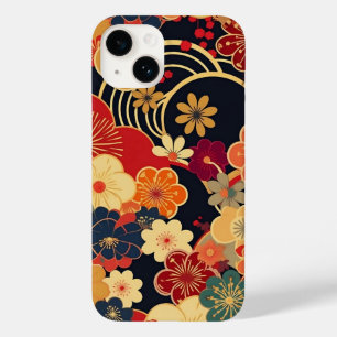 日本の伝統的なヴィンテージデザインを使用したアート作品　花 Case-Mate iPhone 14ケース