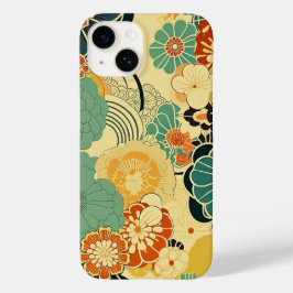 日本の伝統的なヴィンテージデザインを使用したアート作品　花 Case-Mate iPhone 14ケース