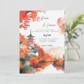 日本の伝統的な京都の風景の結婚式 招待状 (スタンド正面)