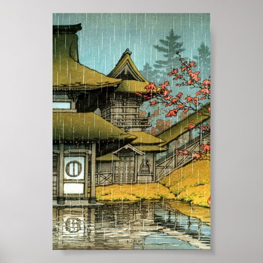 日本の伝統的な寺院の絵画 ポスター (正面)