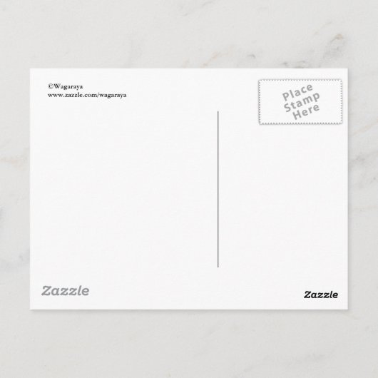 日本の伝統的な波と月模様 ポストカード (裏面)