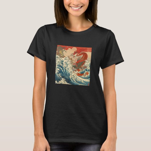 日本の伝統的な浮世絵 桜 日本の木版画 Tシャツ (正面)