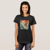 日本の伝統的な浮世絵 桜 日本の木版画 Tシャツ (正面フル)