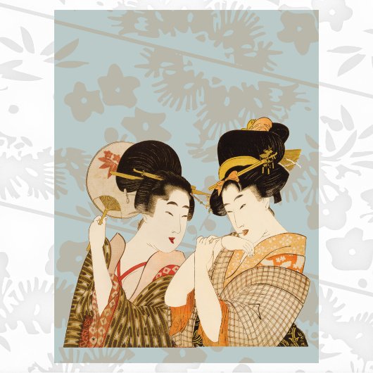 日本の伝統的な着物を着た美しい芸者たち ポスター