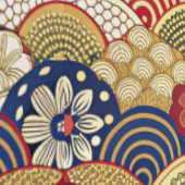 日本の伝統的な色とりどりの花と扇 壁紙 (縫い目)