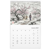 日本の伝統的な花の壁掛けカレンダー 2027 カレンダー (1月 2027)
