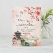 日本の伝統的な風景の結婚式の招待状 招待状 (スタンド正面)