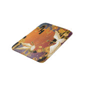 日本の伝統的な鶴と菊の花柄 バスマット (アングル)